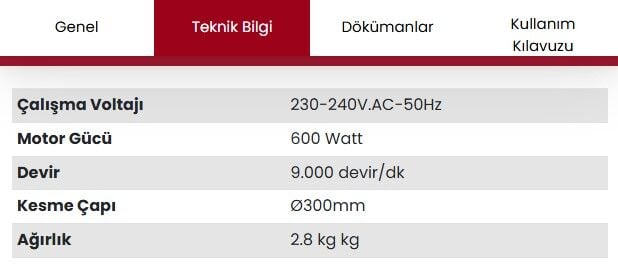 ELEKTRİKLİ YAN TIRPAN 600W