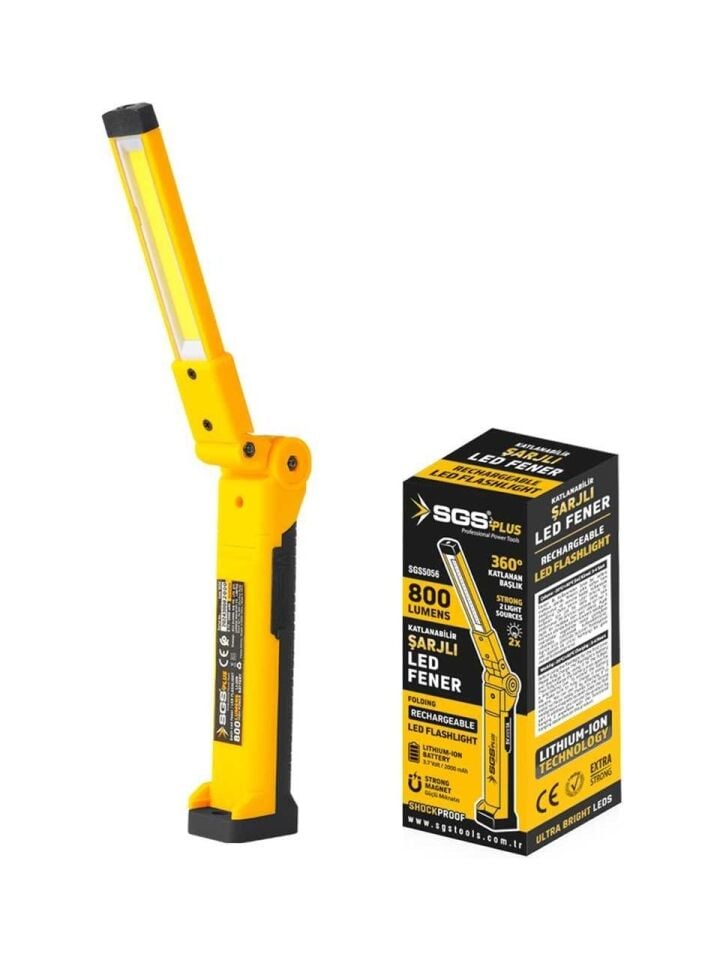 SGS5056 ŞARJLI LED FENER 800 LÜMEN KATLANIR 3,7 VOLT/2000MAH