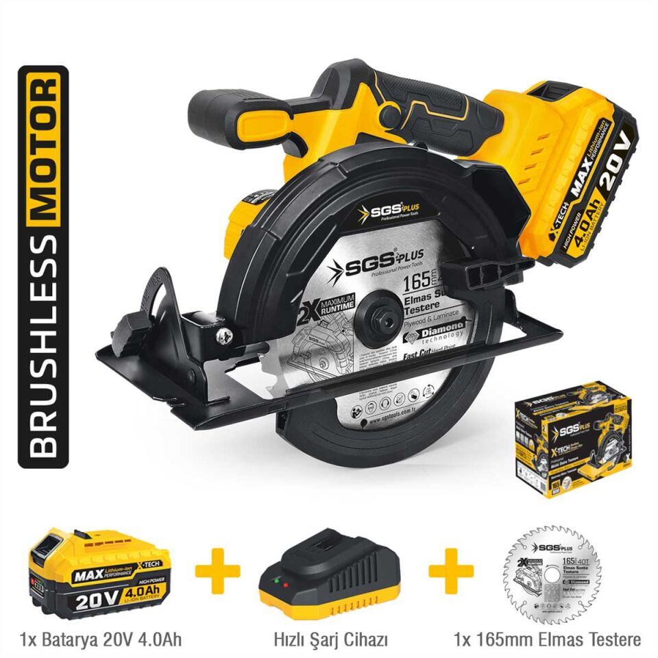 SGS5541 AKÜLÜ SUNTA KESME MAKİNESİ SETİ 165MM 1*4.0 AH KÖMÜRSÜZ MOTOR