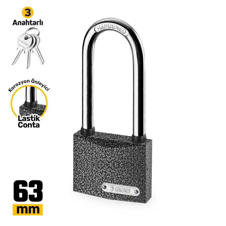 SGS1333 ASMA KİLİT GRİ BOYALI UZUN KANCA 63MM