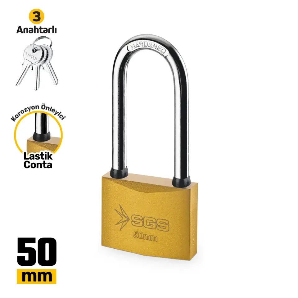 SGS1352 ASMA KİLİT SARI BOYALI UZUN KANCA 50MM