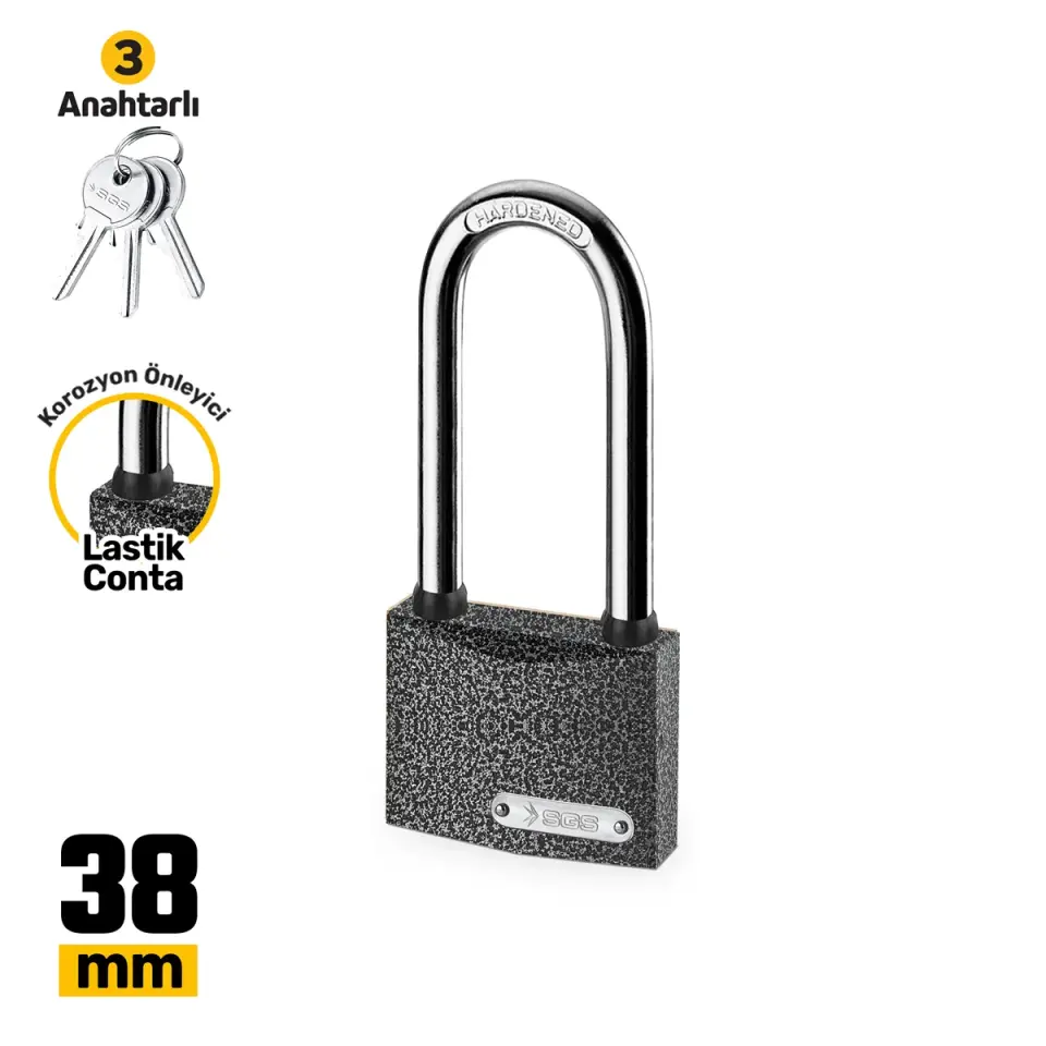 SGS1331 ASMA KİLİT GRİ BOYALI UZUN KANCA 38MM