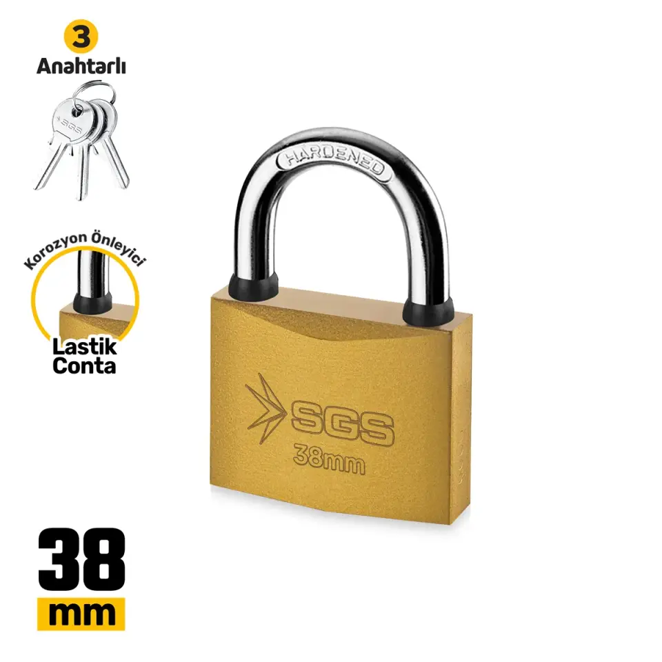SGS1343 ASMA KİLİT SARI BOYALI UZUN KANCA 38MM