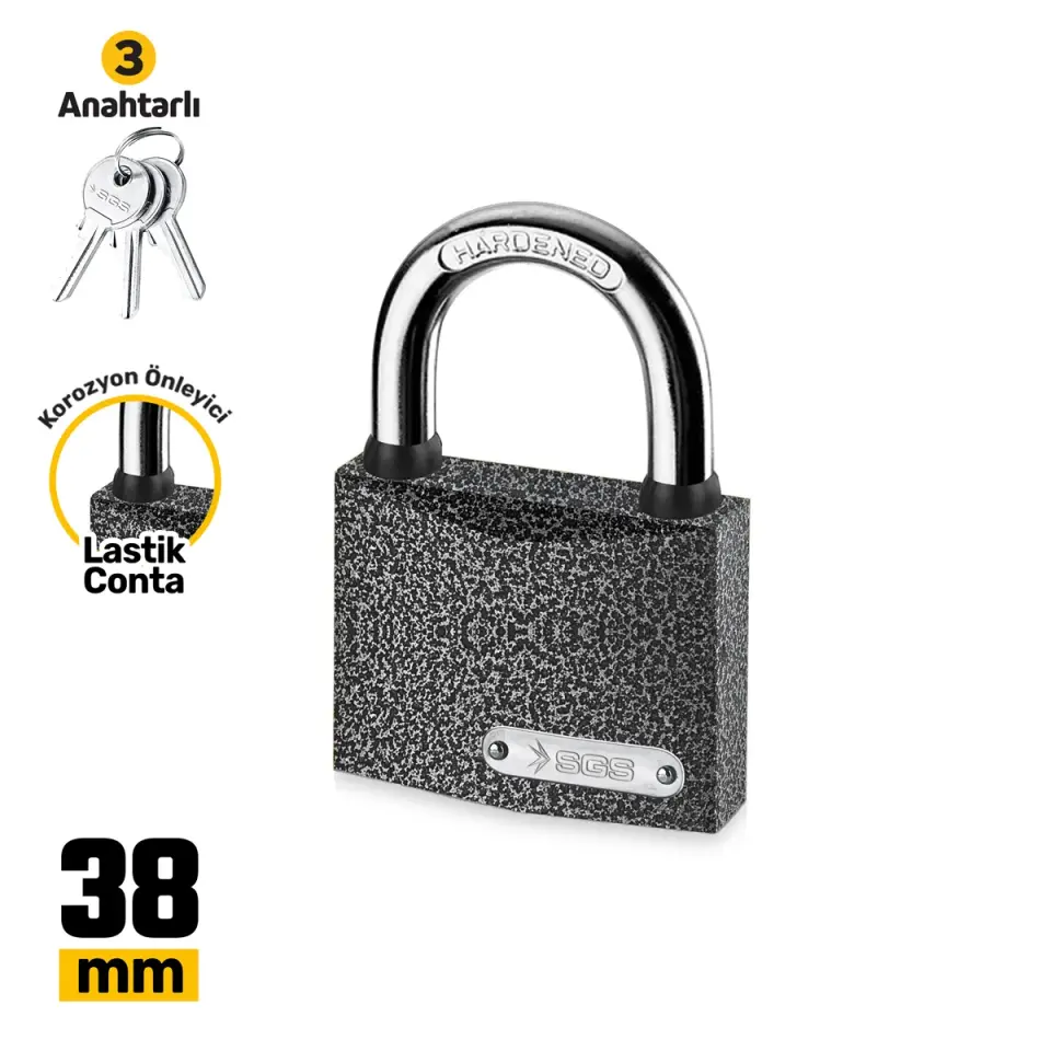 SGS1323 ASMA KİLİT GRİ BOYALI UZUN KANCA 38MM