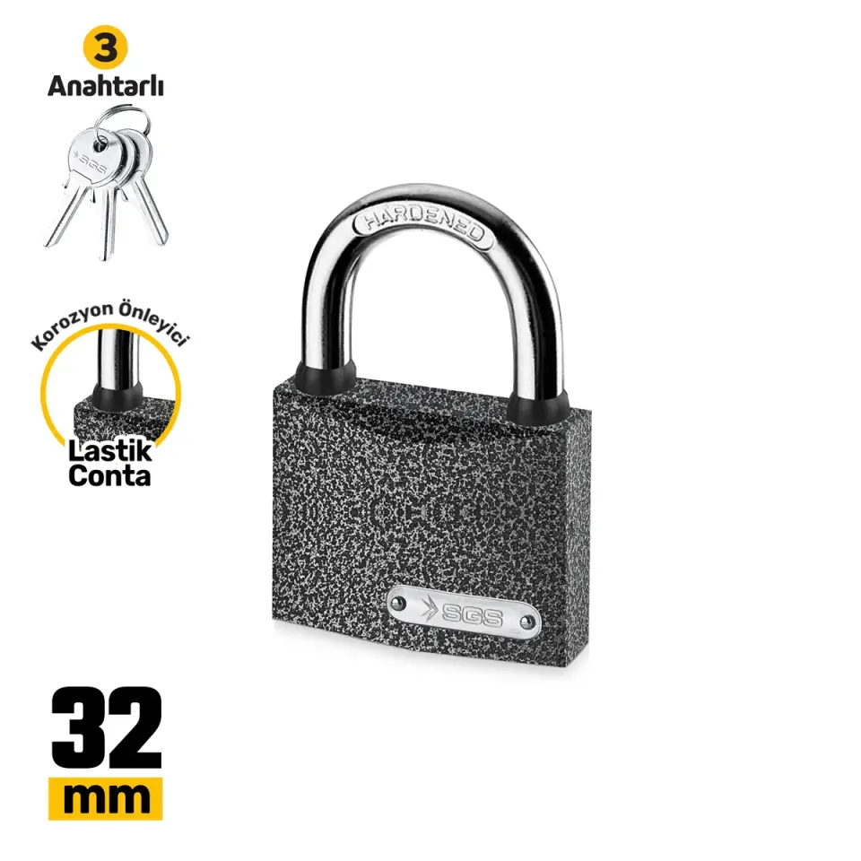 SGS1322 ASMA KİLİT GRİ  BOYALI 32MM