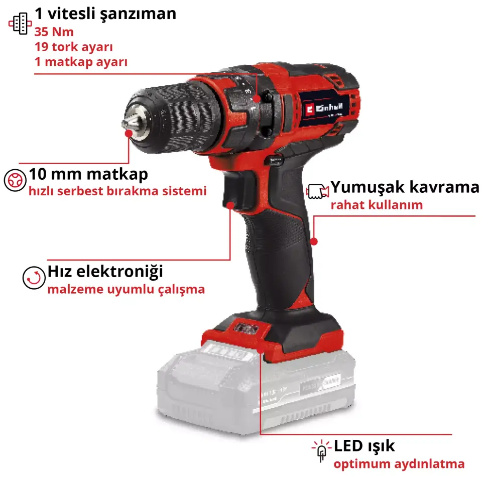 EINHELL 4513927 TC-CD 18/35Lİ SOLO AKÜLÜ VİDALAMA