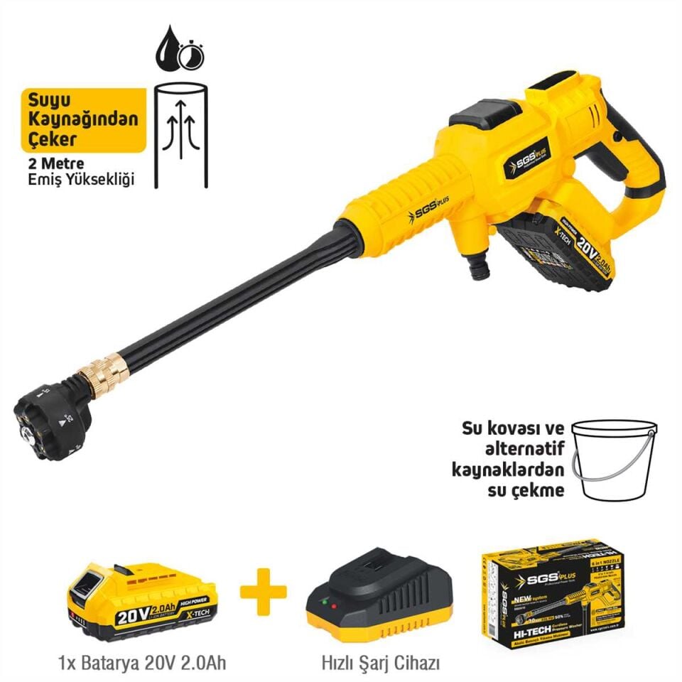SGS5410 AKÜLÜ BASINÇLI YIKAMA MAKİNESİ 30BAR 435PSI 1*2AH
