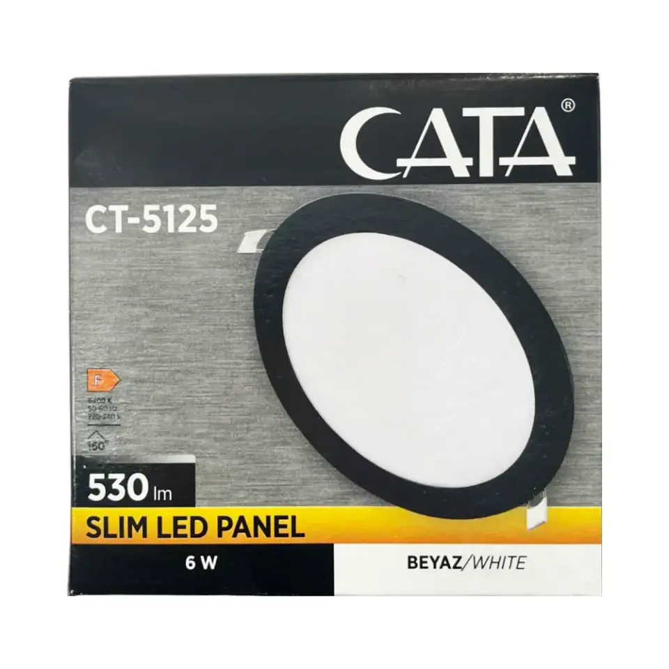 CATA CT-5125B 6W SLİM PANEL SİYAH KASA 6400K BEYAZ