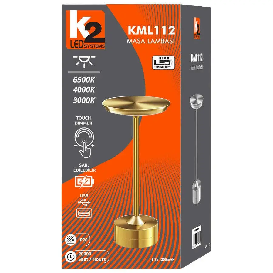 KML112 DOKUNMATİK GÜMÜŞ MASA LAMBASI 3 RENK OPSİYONLU