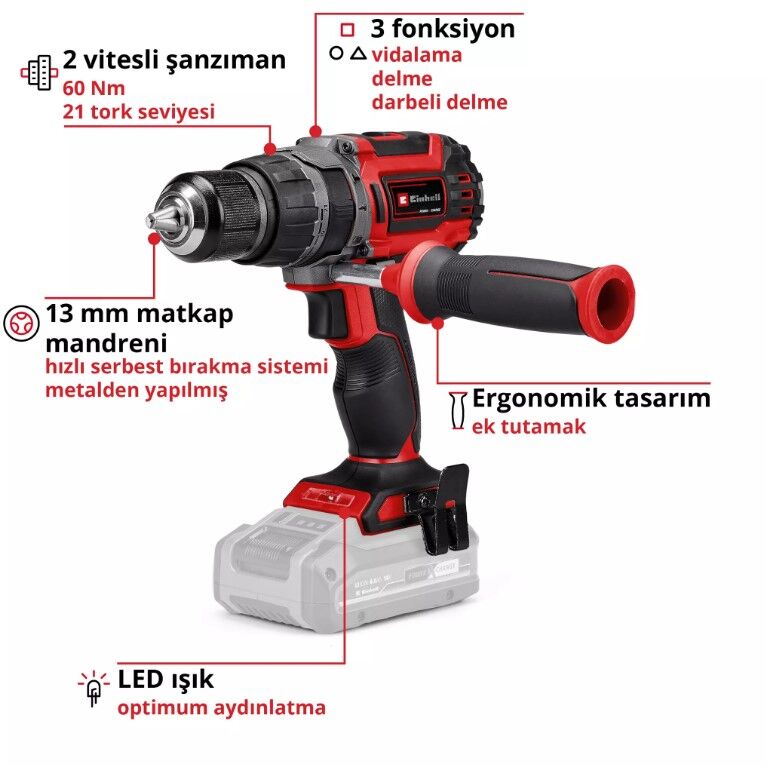 EİNHELL4514205 TP-CD 18/60 Lİ-İ BL SOLO AKÜLĞ DARBELİ VİDALAMA