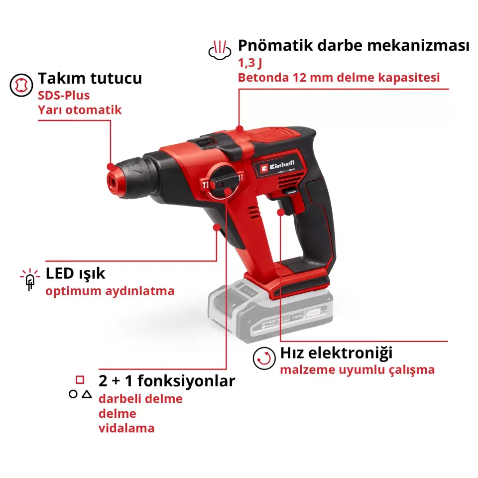 EİNHELL 4513970 TE-HD 18/12 Lİ SOLO AKÜLÜ PNÖMATİK MATKAP