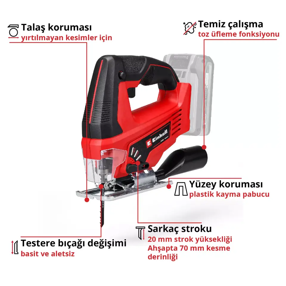 EİNHELL 4321209 TC-JS 18 Lİ SOLO AKÜLÜ DEKUPAJ TESTERE