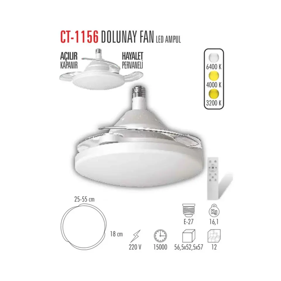 CT-1156 DOLUNAY FAN LED AMPUL(HAYALET PERVANELİ)(BEYAZ)