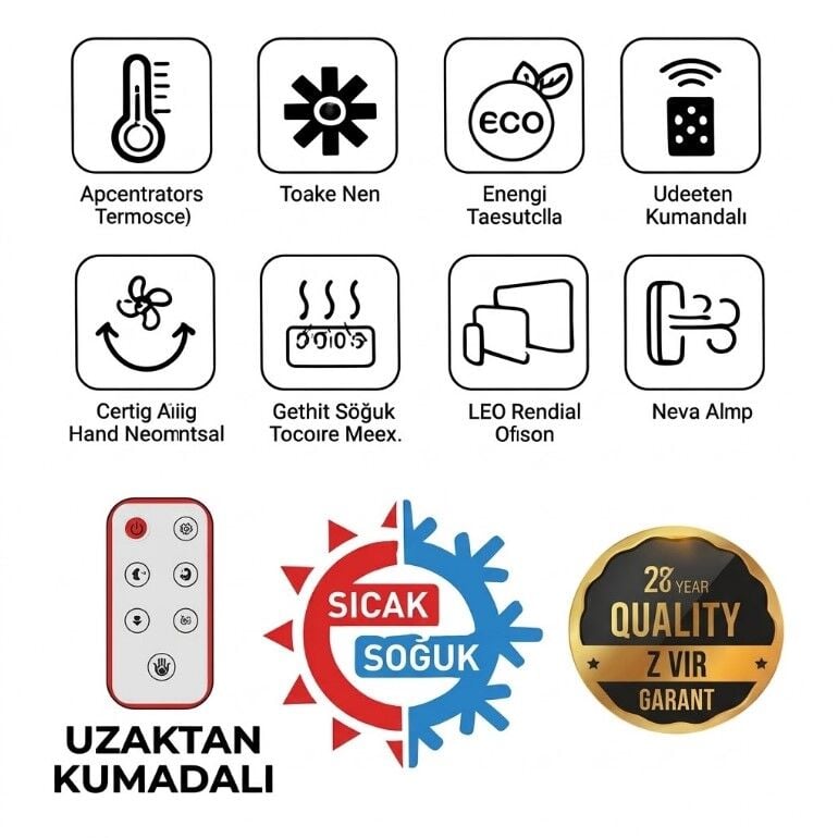 MARSSTAR MS-210 DUVAR TİPİ FANLI ISITICI 2000W KUMANDALI