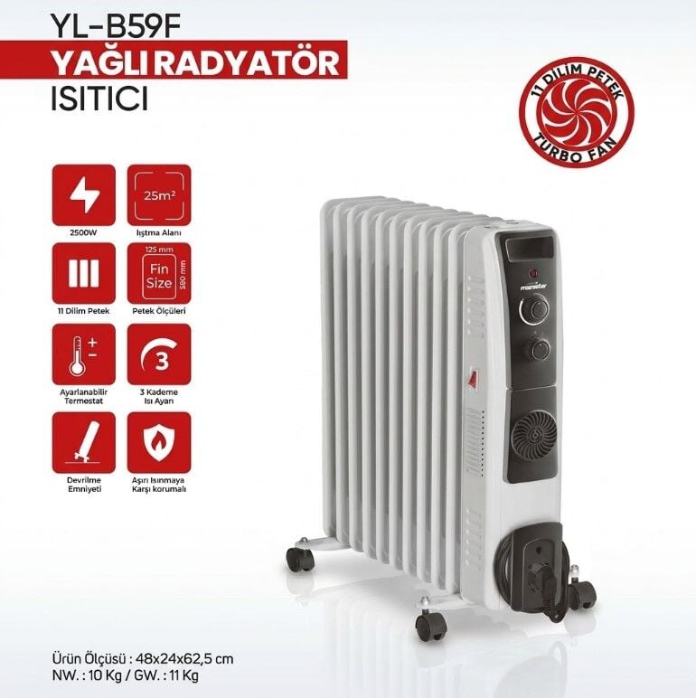 MARSSTAR YL-B59F ELEKTRİKLİ YAĞLI RADYATÖR 2500W