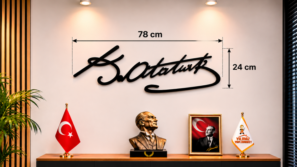 LAZER KESİM AHŞAP ATATÜRK İMZA  KARAKOÇ