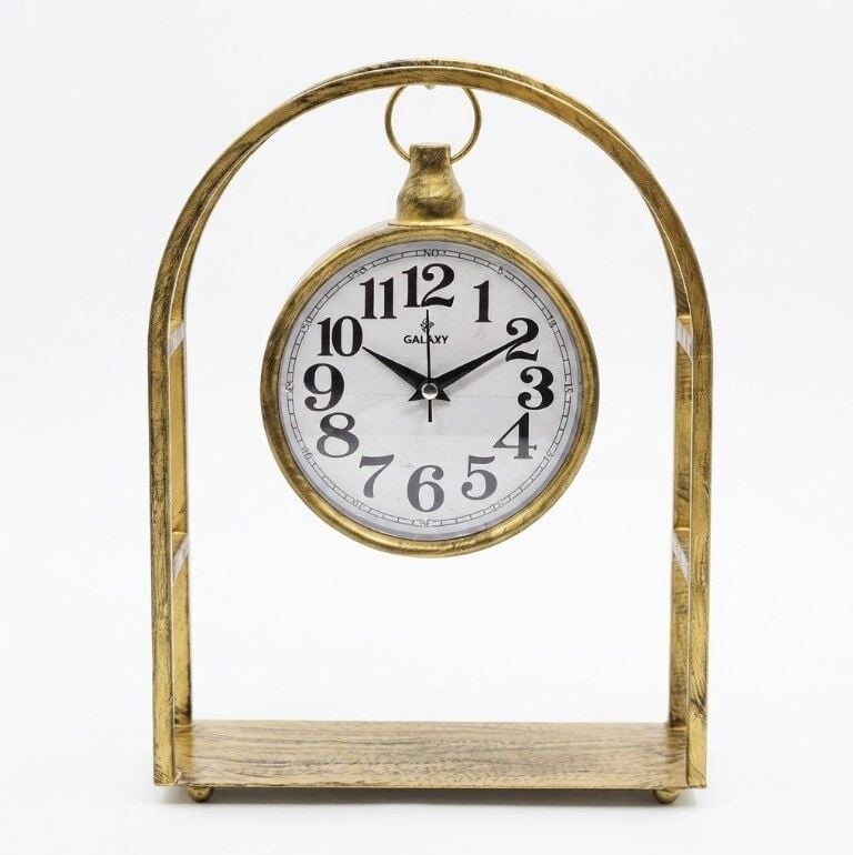GALAXY AYP-833-2 ELİPS MASA SAATİ GOLD SİYAH 28,5*38CM