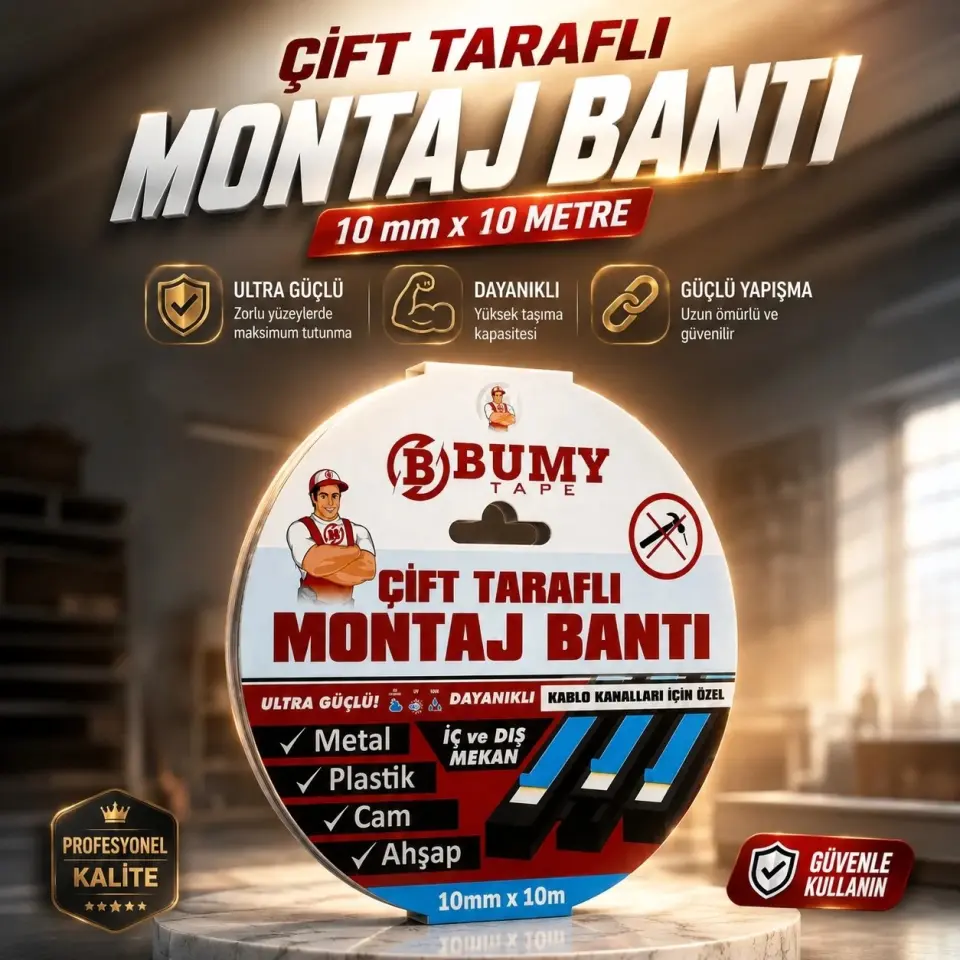 BUMY ÇİFT TARAFLI KÖPÜK MONTAJ BANT 10MM*10M