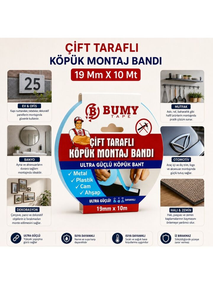 BUMY KÖPÜK MONTAJ BANDI 19MM*10MT