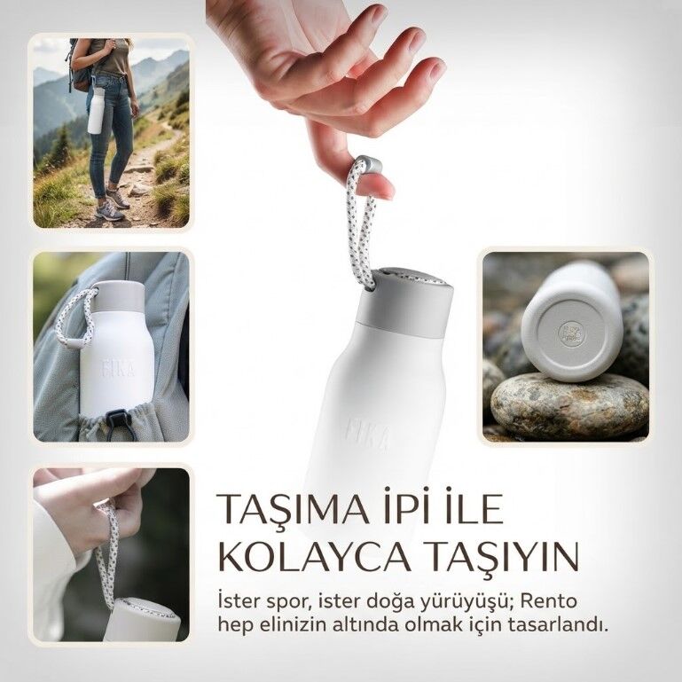 ANSAN D-NEOVF0602 FİKA RENTO VAKUMLU TERMOS ŞİŞE 600ML BEYAZ