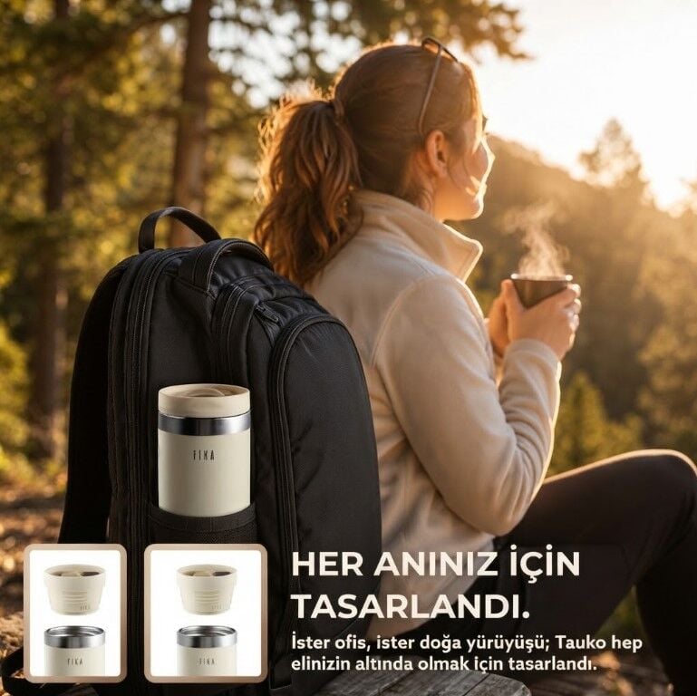 ANSAN D-NEOVF0471 FİKA TAUKO TERMOS BARDAK 470ML BEJ