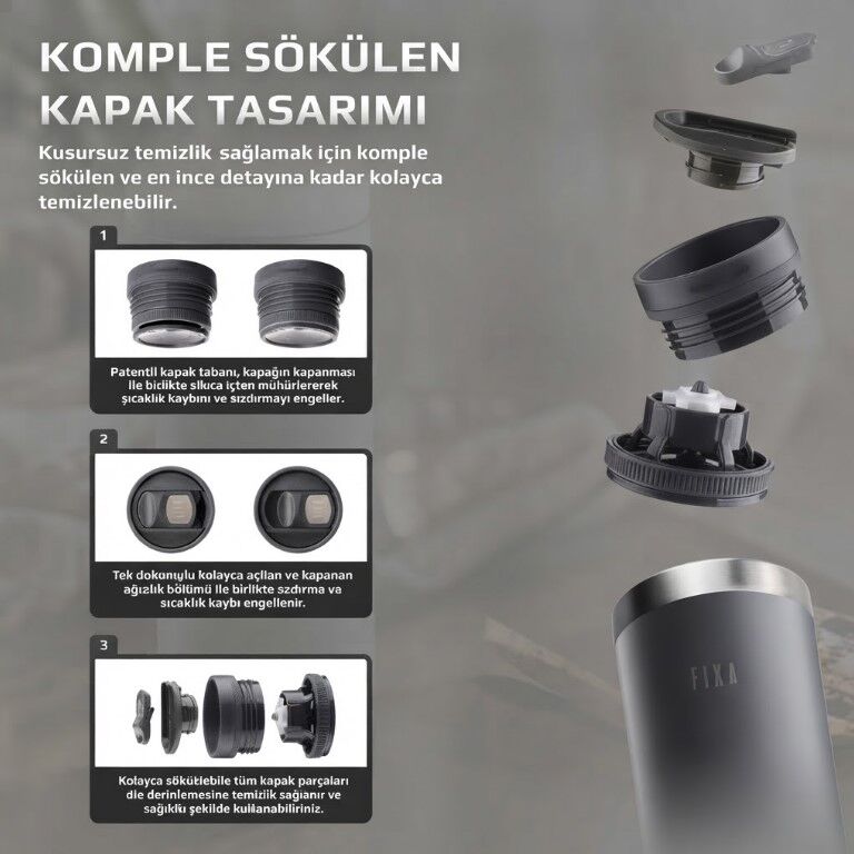 ANSAN D-NEOVF0475 FİKA TAUKO TERMOS BARDAK 470ML ANTRASİT