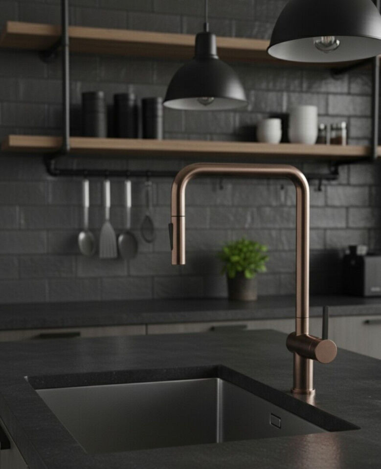 DEANTE MOMI ÇEKME SPİRALLİ MUTFAK BATARYASI FIRÇALANMIŞ BRONZ BKM C73N