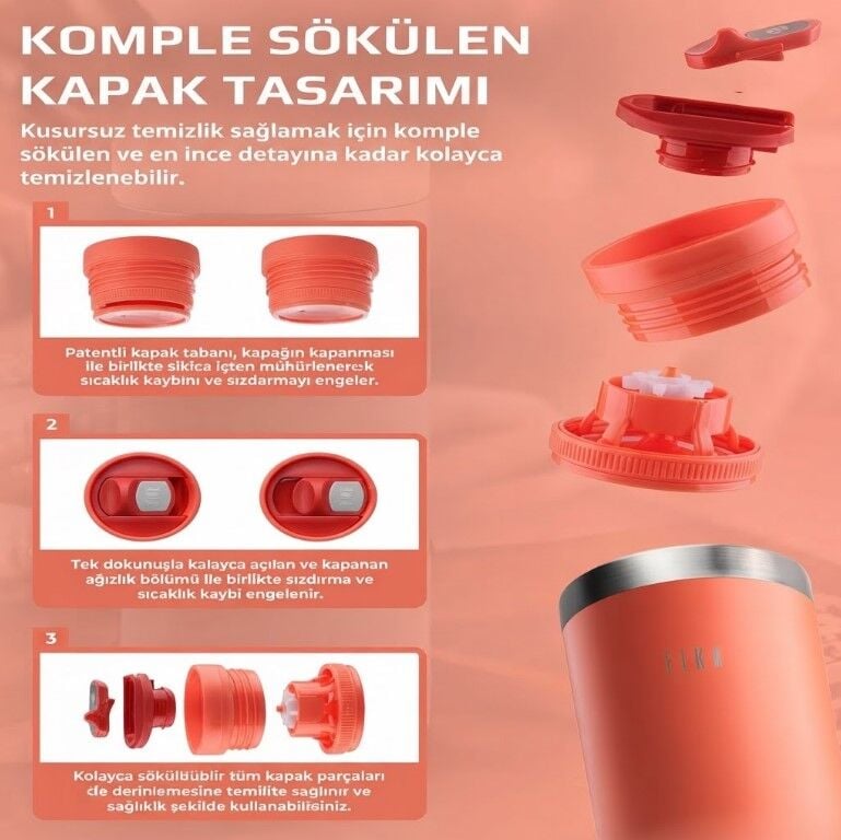 ANSAN D-NEOVF0476 FİKA TAUKO TERMOS BARDAK 470ML KIRMIZI