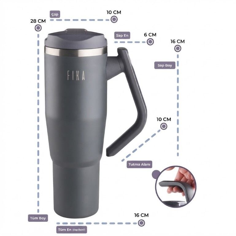 ANSAN D-NEOVF1205 FİKA LUMİ DÖNER KULPLU TERMOS 1200ML ANTRASİT