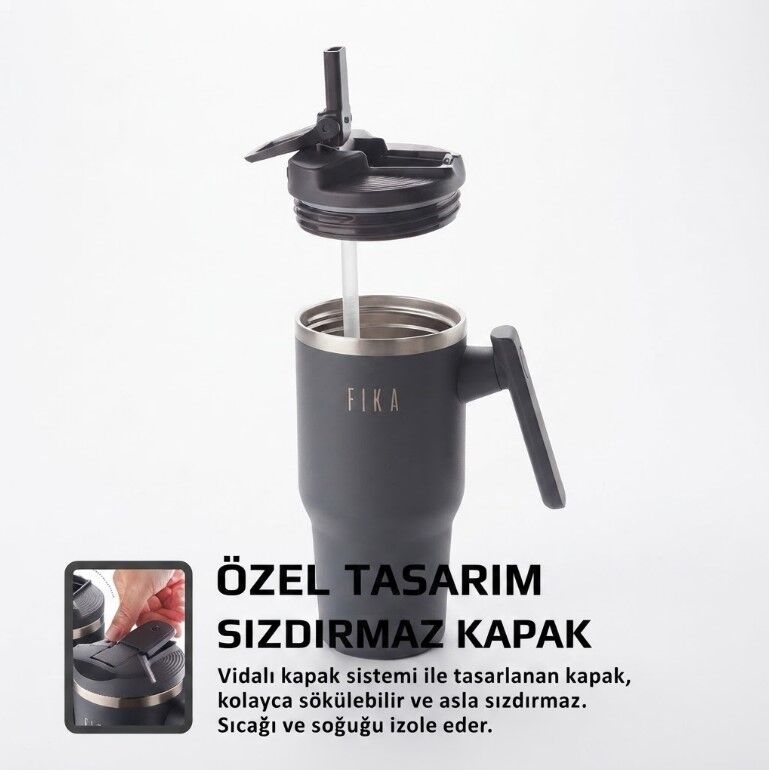 ANSAN D-NEOVF1205 FİKA LUMİ DÖNER KULPLU TERMOS 1200ML ANTRASİT