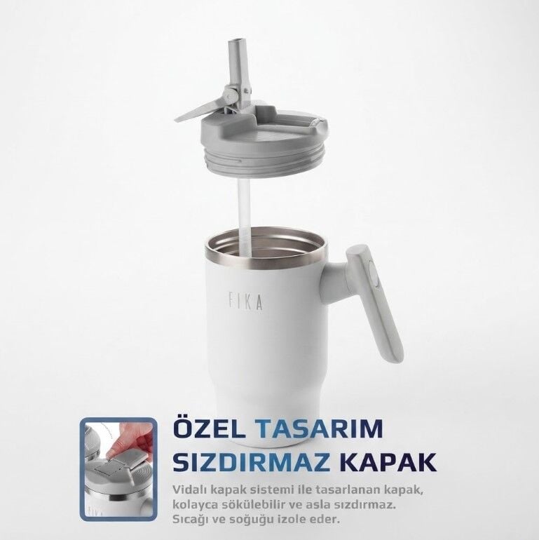 ANSAN D-NEOVF1202 FİKA LUMİ DÖNER KULPLU TERMOS 1200ML BEYAZ