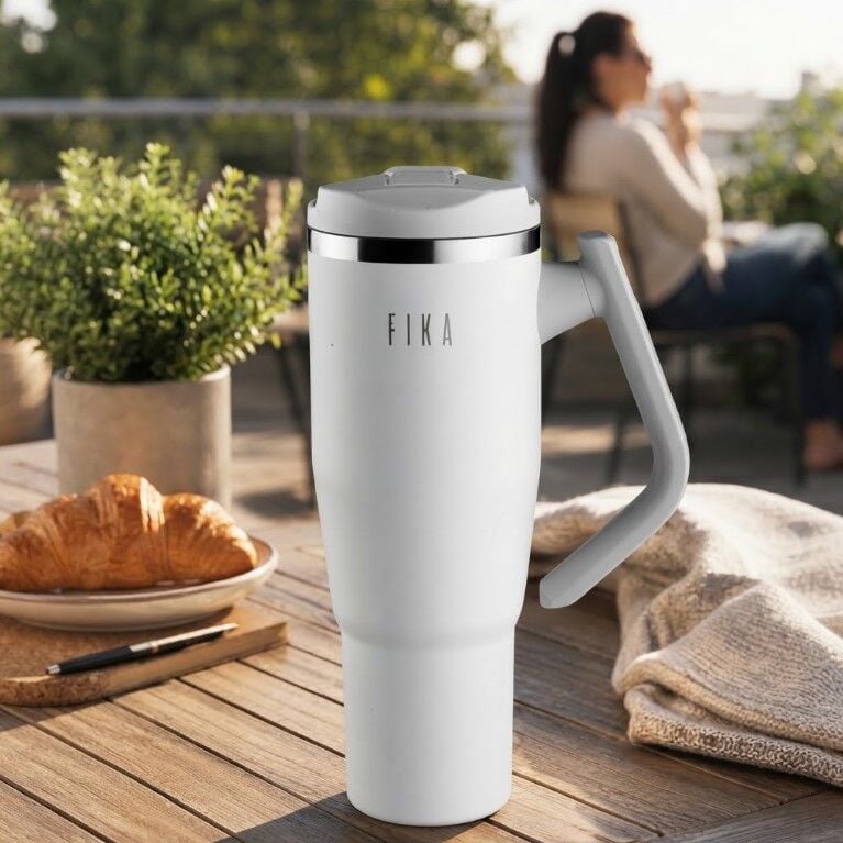 ANSAN D-NEOVF1202 FİKA LUMİ DÖNER KULPLU TERMOS 1200ML BEYAZ