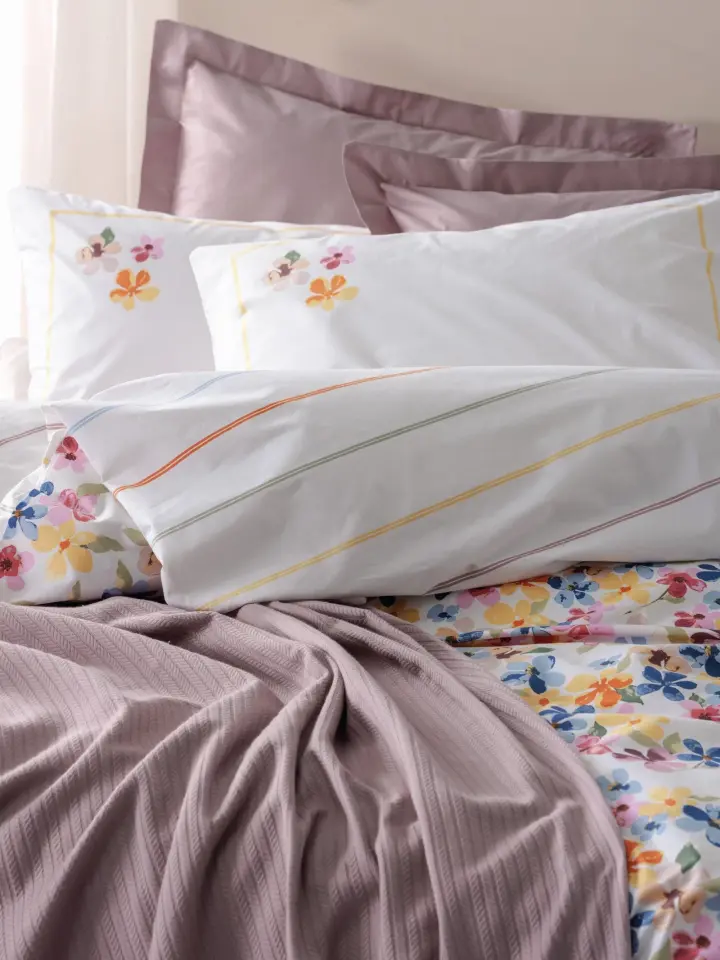 COTTON BOX NEVRESİM TAKIMI PİKELİ ÇİFT KİŞİLİK FLURRY LİLA