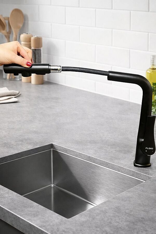 FLEKO MİRANDA BLACK ARITMALI MUTFAK BATARYASI