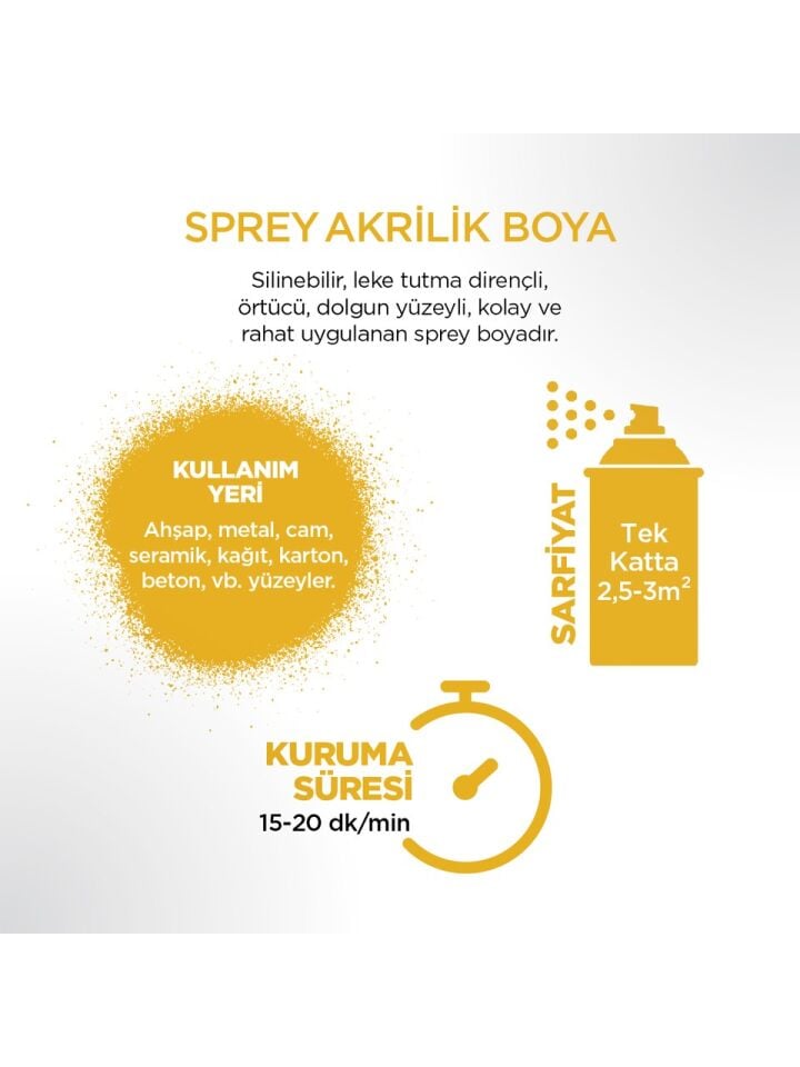 POLİSAN- KROM SARI RAL 1023 AKRİLİK SPREY BOYA