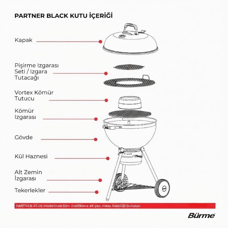 BÜRME PARTNER 45CM MASALI KÖMÜRLÜ MANGAL