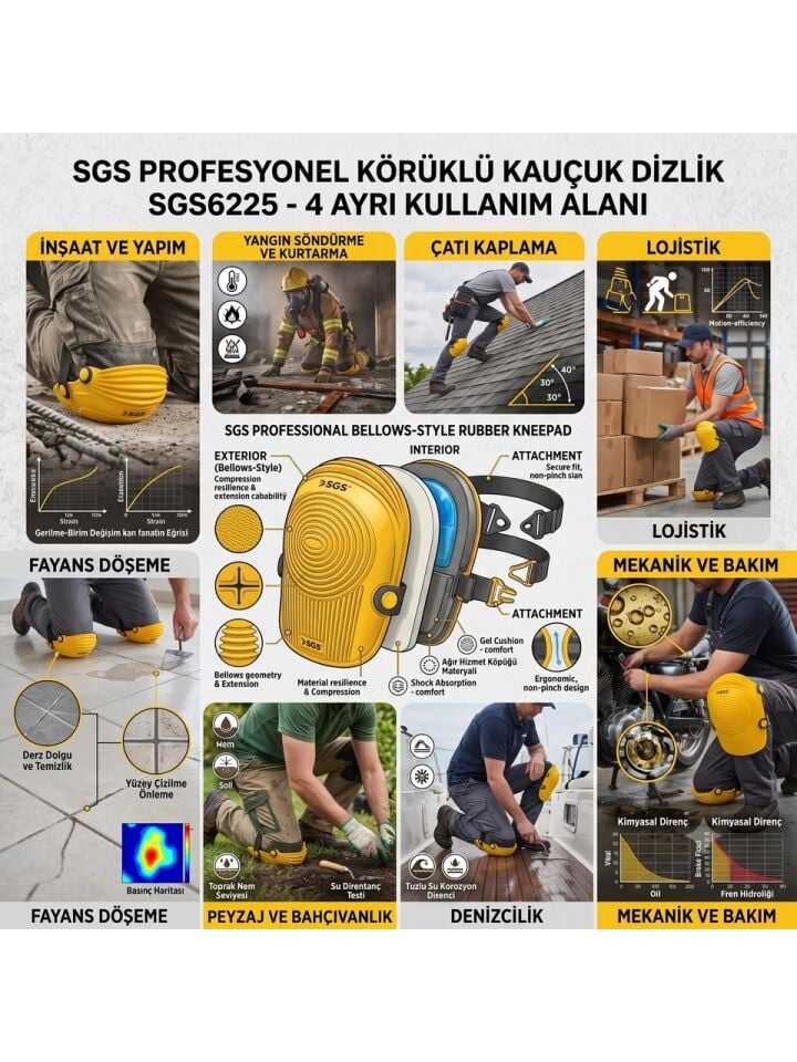 SGS6225 PROFESYONEL KÖRÜKLÜ KAUÇUK DİZLİK