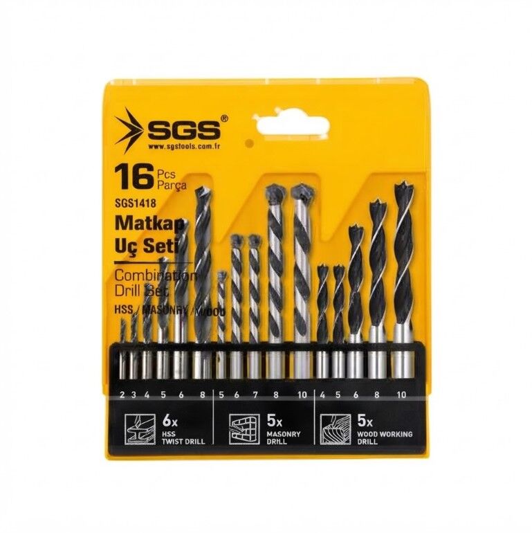 SGS1418 16 PARÇA AHŞAP METAL/BETON MATKAP UCU SETİ